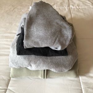 Aritzia bundle - zip sweatshirt, cropped sweatshirt, biker shorts & cropped ls